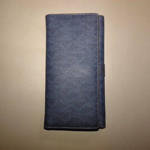 Michael Kors Long Wallet Navy Blue Leather Snap Closure Multiple Card Slots - Picture 7 of 8